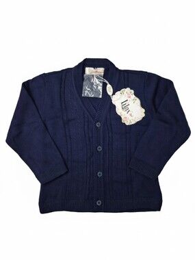 NWT Lilax Baby Cable-Knit Button-Front Cardigan Sweater Navy Blue Size 12M